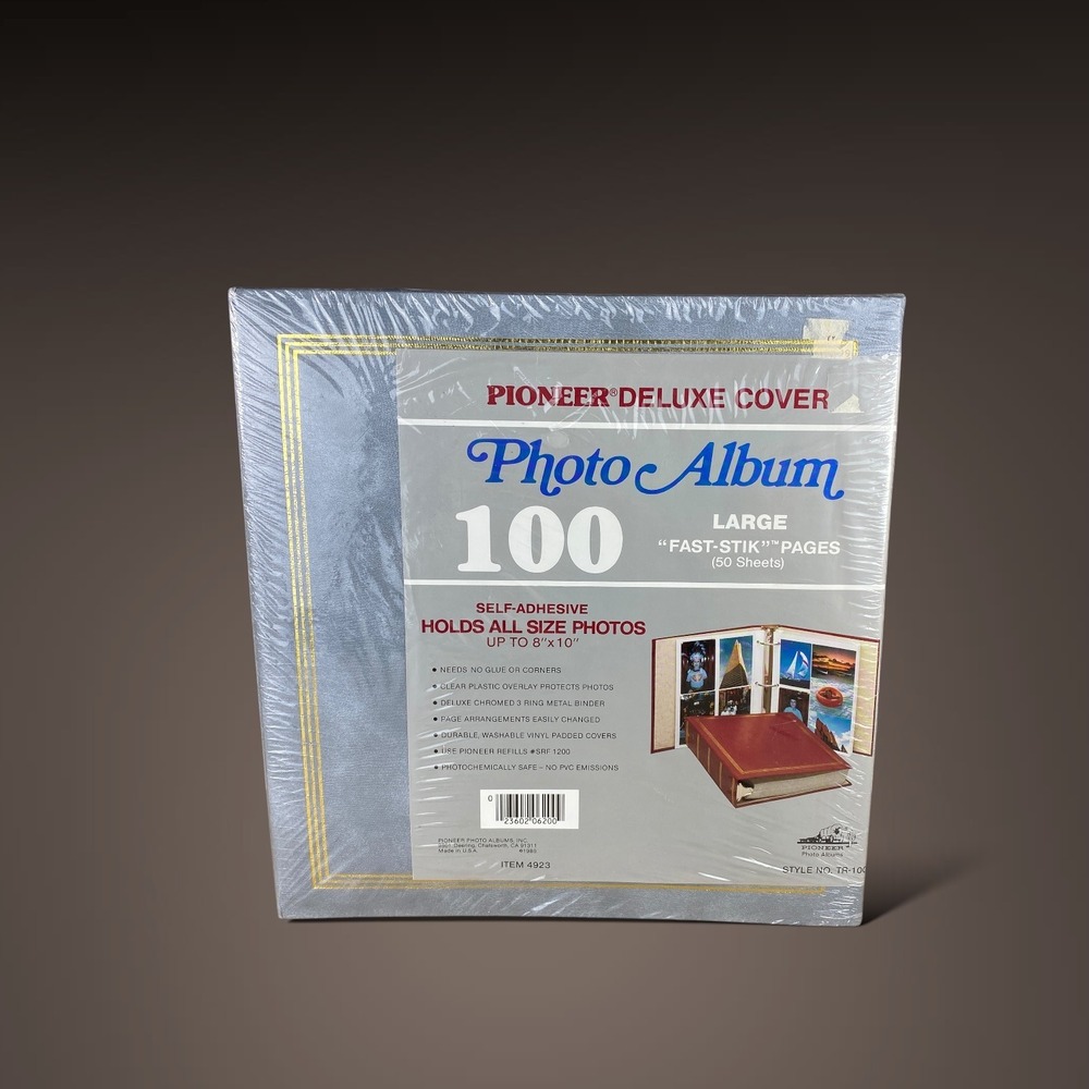 Pioneer Photo Album Deluxe Cover Gray 100 Fast-Stik Pages (50 Sheets) NOS